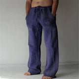 Aidase Vintage Men Cotton Linen Pants Drawstring Elastic Oversize Jogger Hip Hop Print Long Trousers Spring Summer New casual pants
