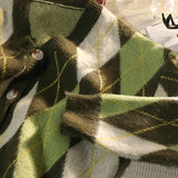 Aidase Japanese Retro Rhombus V-neck Cardigan Sweater Men in Spring Autumn Loose Thickened Sweater Casual Lazy Style Jacket Aesthetic aidase-shop