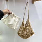 AIDASE  -  Bohemian Beach Bags For Women Luxury Designer Handbag Purses  In Braided Rope Hollow With Inner Pocket Underarm Shoulder aidase-shop