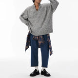 Aidase Mens Sweater Harajuku Foreign Solid Color Knitted Sweater Winter American Vintage Luxurious Lazy Hoodie Men's Clothing Unisex aidase-shop