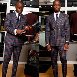 Aidase Casual Men Suits With Two Button Two Pieces Jacket Pants Grid Custom Made Bridegroom Wedding Formal Occasiom