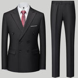 Aidase  Fashion New Men's Casual Boutique Double Breasted Suit Trousers / Man's Business Suit Jacket Blazers Coat Pants 2 Pcs Set aidase-shop