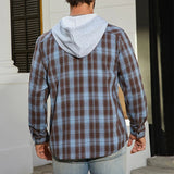 AIDASE  -  Vintage Plaid Printing Hooded Jacket Mens Coat Spring Autumn Fashion Drawstring Buttoned Cardigan Tops Men Casual Shirt Jackets aidase-shop