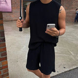 AIDASE  -  Men Ice Silk Set Summer Thin Quick Dry Loose Sleeveless T Shirt Casual Shorts Vest Sports Tank aidase-shop