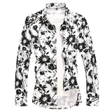 AIDASE  -  New Men's Shirt Autumn Stretch Print Large Size Long Sleeve Flower Shirt, Blue, White, Black Shirt Asia Size M-7XL aidase-shop