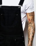 AIDASE  -  Trendy Men's Popular Suspender Solid-color Skinny Denim Jumpsuit, European and American High-street Style Denim Long Pants aidase-shop