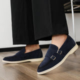 AIDASE  -  Suede Leather Men's Business Casual Shoes Handmade Double Buckle Loafers Leisure Slip on Flats Outdoor Male Driving Moccasins aidase-shop