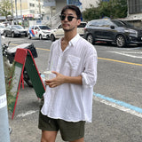 Aidase Summer New Korean Style Breathable Shirt, Casual Loose Cotton Linen Fabric Men's Shirt Thin Coat aidase-shop
