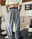 AIDASE  -  Loose Wide Leg Pants for Men Casual Fashion Urban Style Polyester Fabric Four Seasons Suitable Pure Color Micro Stretch aidase-shop