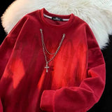 Aidase American Niche Trend Harajuku Hoodies man Chain Large Letter Printing Thin Couple Sweater Men and Women Sweatshirts Y2k Clothes aidase-shop