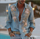 AIDASE  -  Vintage-style 3D Print Shirts For Men Spring Summer Long Sleeve lapel Casual Versatile Tops Fashion Trendy Shirts Streetwear aidase-shop