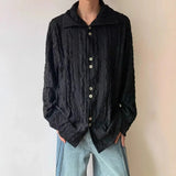 AIDASE  -  Casual High Collar Long Sleeve Shirt Men's Women's French Vintage Placket Shirt New Chinese Folded Texture Base Layer Shirt aidase-shop
