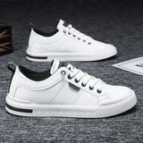 AIDASE  -  Fashion Men's Black Leather Sneakers Retro Lace-Up Thick Sole Comfortable Casual Walking Footwear aidase-shop