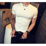 AIDASE  -  Men's Slim Fit Cotton Fitness T-Shirt Short Sleeve Polo Neck Embroidery Workout Tee aidase-shop