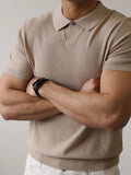 AIDASE  -  Summer High Quality Knitwear Mens Polo Shirts Casual Pure Color Short Sleeve Slim Polos Men Fashion Button Polo Neck Knitted Top aidase-shop