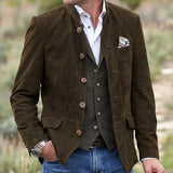 AIDASE  -  Spring New Casual Mens Jacket Coat Vintage Turn-down Collar Single-breasted Suit Jackets Men Stylish Solid Color Outerwear