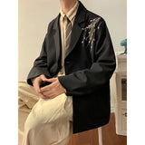 Aidase Casual Blazers Men Orchid Embroidery Solid Color Single Breasted Suit Jackets Japan Style Notched Collar Popular Interview Suits