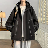 AIDASE  -  Men Spring Autumn Solid Color Jacket Line Sense Design Version Loose Thin Fashion Trend All-purpose Fabric Breathable Comfort aidase-shop