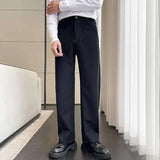 AIDASE  -  Spring Casual Men's Suit Pants Pocket Design Korea Fashion Straight Trousers Loose Solid Color aidase-shop