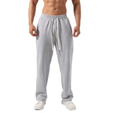 AIDASE  -  Men Soft Knit Straight Sweatpants Elastic Drawstring High Waist Loose Casual Daily Lounge Trousers With Pockets aidase-shop