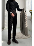 AIDASE  -  Khaki Retro Faionable Woolen Casual Pants Drapey Straight Leg Long Busin Casual Trousers for Autumn Winter aidase-shop