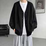 AIDASE  -  Plus Size 8XL-M Korean Style V-neck Cardigans Men Pocket Design Simple Sweater Autumn New Popular Male Casual Daily Knitted Coat aidase-shop