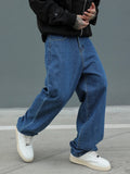 AIDASE  -  Men's Wide Leg Baggy Jeans Korean Straight Loose Y2K Denim Trousers Streetwear Cotton Washed Elastic Waist Casual Man Pants aidase-shop