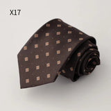 AIDASE  -  New Trendy Men's Silk Ties Jacquard Dot Floral Necktie 8cm Brown Green Neck Tie Daily Wear Shirt Suit Cravat Wedding Groom Gift aidase-shop