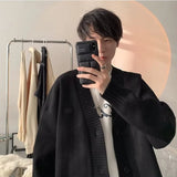 Aidase Cardigans Men Fashion Popular Youthful American Style V-neck Solid Color Handsome Spring Autumn Streetwear Knitting Loose Daily aidase-shop