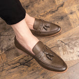 AIDASE  -  Men Shoes Business Fringed Shoes Black Brown Casual Comfortable Flip-top Designer Fashion Leather Shoes Social Shoes Men aidase-shop