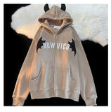 AIDASE  -  Y2k Men Spider Print Hoodies Women Hop Zipper Long Sleeve Coats Autumn Winter Harajuku Casual Loose Hooded Sweatshirt aidase-shop