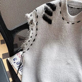 AIDASE  -  American Style Men Vest Sweater High Street Frayed Edge Design Fashion Loose Sleeveless Round Neck Male Knitwear 21E7565 aidase-shop