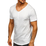 AIDASE  -  V-Ne ort Sve Men's T-irt Slim Fit Casual Daily Wear Youth Faion Basic  Color Top for Men aidase-shop