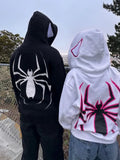 AIDASE  -  Y2k Men Spider Print Hoodies Women Hop Zipper Long Sleeve Coats Autumn Winter Harajuku Casual Loose Hooded Sweatshirt aidase-shop
