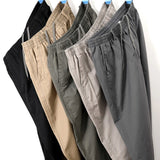 Aidase Men's Straight Cargo Trousers, Casual Pants, Monochromatic, Plus Size, M-6XL, Elastic Waist, 100% Cotton, Ninth Pants, 2024 New aidase-shop