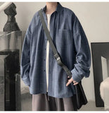 Aidase Spring Autumn Versatile Men's Cool Casual Loose Tess Button T-Shirt Soft Long Sleeve College Style Plaid Student Sport Pocket aidase-shop