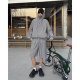 AIDASE  -  Summer Men's Sets Long Sleeved Hooded Shirt Trendy Summer Fashion Set Contrast Color Long Sleeve Casual aidase-shop