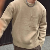 AIDASE  -  Fashion Autumn Winter Men's Solid Color Casual Trendy Simple Basic Loose Pocket Knitted Sweater Pullovers Male Clothes Tops aidase-shop