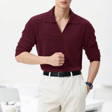 AIDASE  -  Men Shirts Solid Color Lapel Long Sleeve Velour Casual Men Clothing Streetwear Loose Fashion Leisure Male Shirts aidase-shop