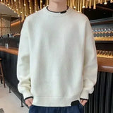 Aidase Knit Sweater Male Pullovers Round Collar Men's Clothing Crewneck Pink No Hoodie Spliced Warm Classic Knitwears Maletry Cotton X aidase-shop