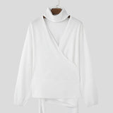 AIDASE  -  Tops American Style Sexy Men's Deconstruction Design Solid V-neck Shirts Casual Clubwear Long Sleeved Blouse S-5XL aidase-shop