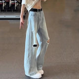 AIDASE  -  Summer New Men Ripped Jeans Bamboo Pattern Design American Style Straight Wide-Leg Denim Pants Fashion Men Clothes 21E6804 aidase-shop