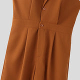 AIDASE  -  Men Jumpsuits Solid Color Lapel Sleeveless Button Male Rompers Streetwear Loose Fashion Casual Overalls Men S-5XL aidase-shop