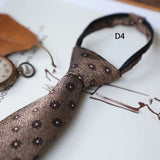 AIDASE  -  New Retro Brown Lazy Zipper Ties For Men Italian Polka Dot Formal Business Neckties 8cm Flower Striped Silk Tie Suit Accessories aidase-shop
