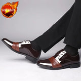Aidase Social Shoe for Men Casual Business Patent Leather Dress Shoes Man Bright Upper Pointed Toe Trend Office Suit Footwear New aidase-shop