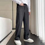 AIDASE  -  Spring Casual Men's Suit Pants Pocket Design Korea Fashion Straight Trousers Loose Solid Color aidase-shop