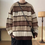 Aidase American style individual striped lazy knit sweater casual sweater autumn and winter trend retro high-end loose top harajuku y2k aidase-shop