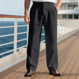 AIDASE  -  Men's Casual Pants Summer Thin Imitation Hemp Small Square Loose Beach Straight Sports Trousers Comfortable Breathable Garment aidase-shop