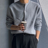 Aidase Men's Knitted Luxury Button Cardigan Sweatercoat Casual Long Sleeve O Neck Solid Color Vintage Korean Autumn Clothing New aidase-shop