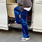 Aidase 2024 Autumn Straight Velour Men Pants High Waist Casual Wide Legs Pants Black Purple Loose Female Fashion Student Trousers New aidase-shop